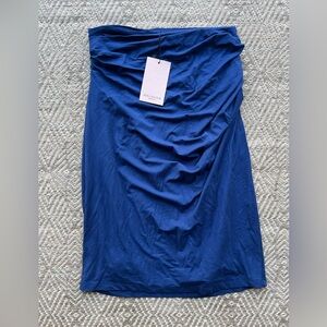 NWT M.M. Lafleur M Soho 2.0 Pencil Skirt Blue Regent Ruched Stretch Career